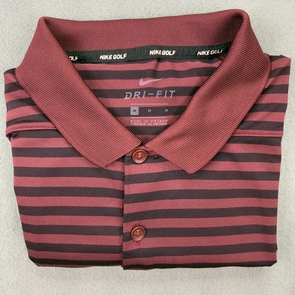 Nike Other - Nike Golf Mens Dri-FIT Striped Polo Shirt Burgundy Black 891853-681 Size M